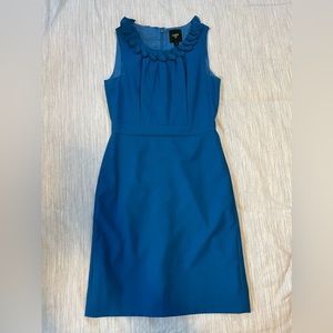 J. Crew Suiting Dress Sleeveless Ruffle Neckline - Blue - Size 4